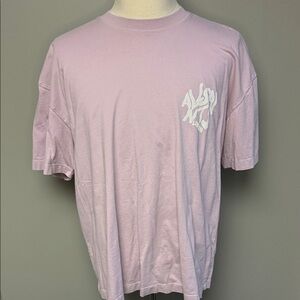 AllSaints Organic Cotton Graphic Tee in Light Pink Sz L